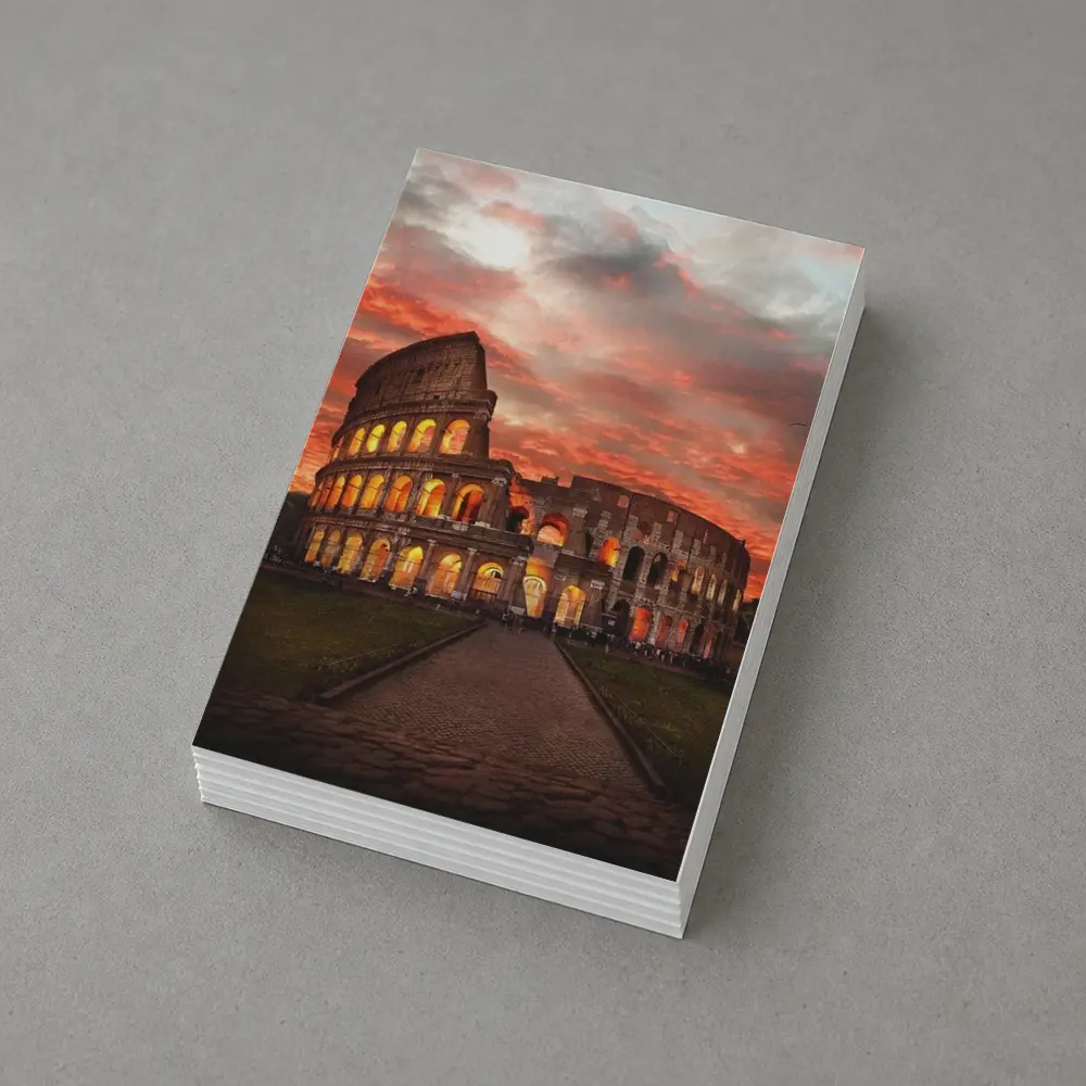 Rome Colosseum Glowing Red Sunset Sky – Postcards