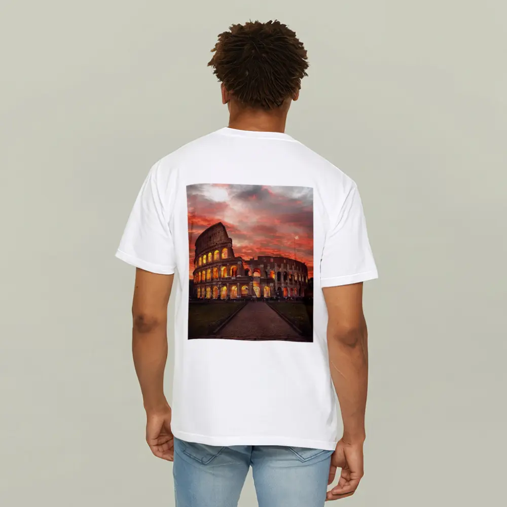 Rome Colosseum Glowing Red Sunset Sky – T-Shirts