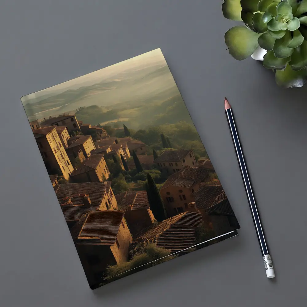 Tuscan Hillside Village Rolling Misty Valleys – Notebooks