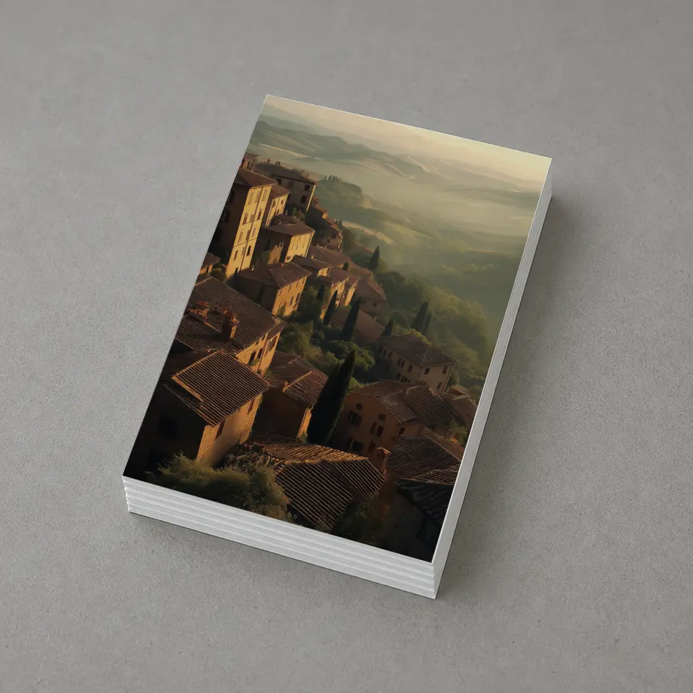 Tuscan Hillside Village Rolling Misty Valleys – Postcards