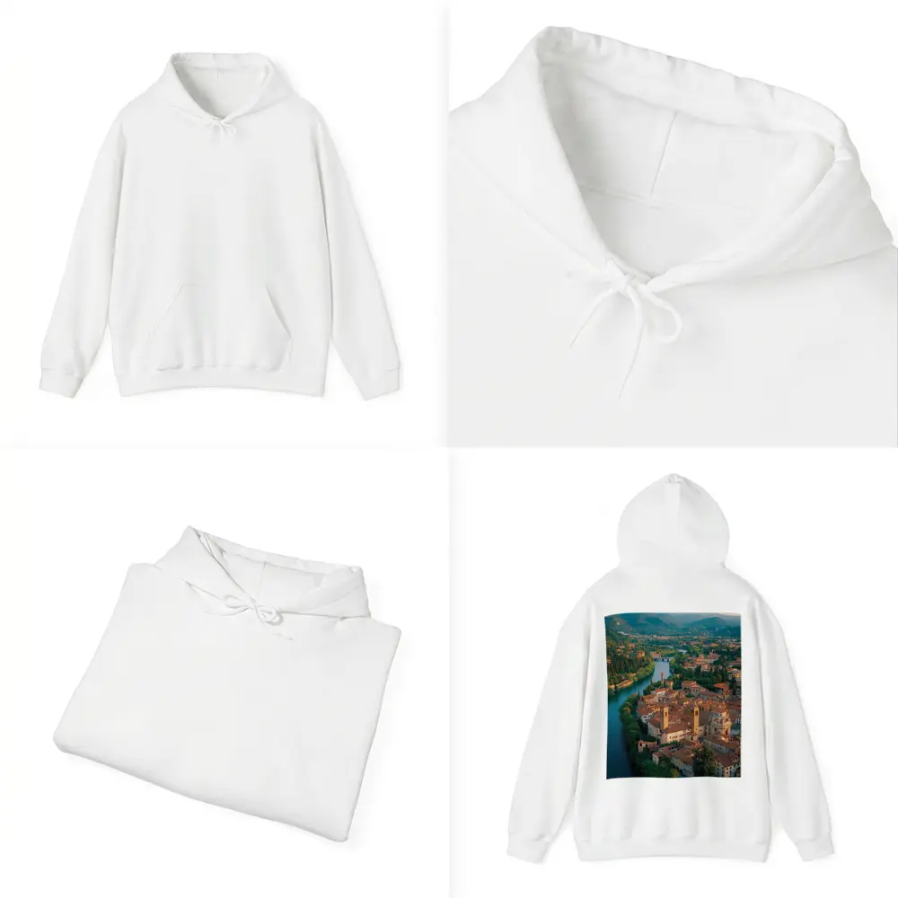Italian River Town Aerial View Mountains – Hoodies