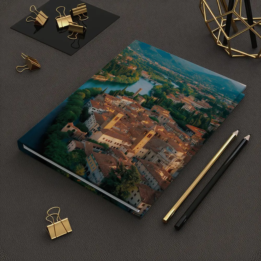 Italian River Town Aerial View Mountains – Notebooks