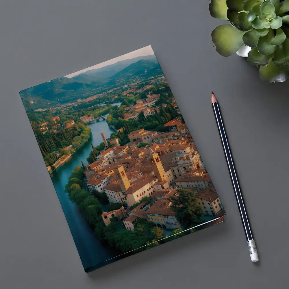 Italian River Town Aerial View Mountains – Notebooks