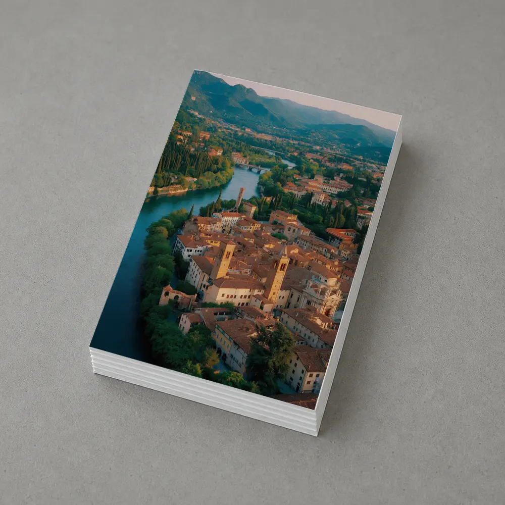 Italian River Town Aerial View Mountains – Postcards