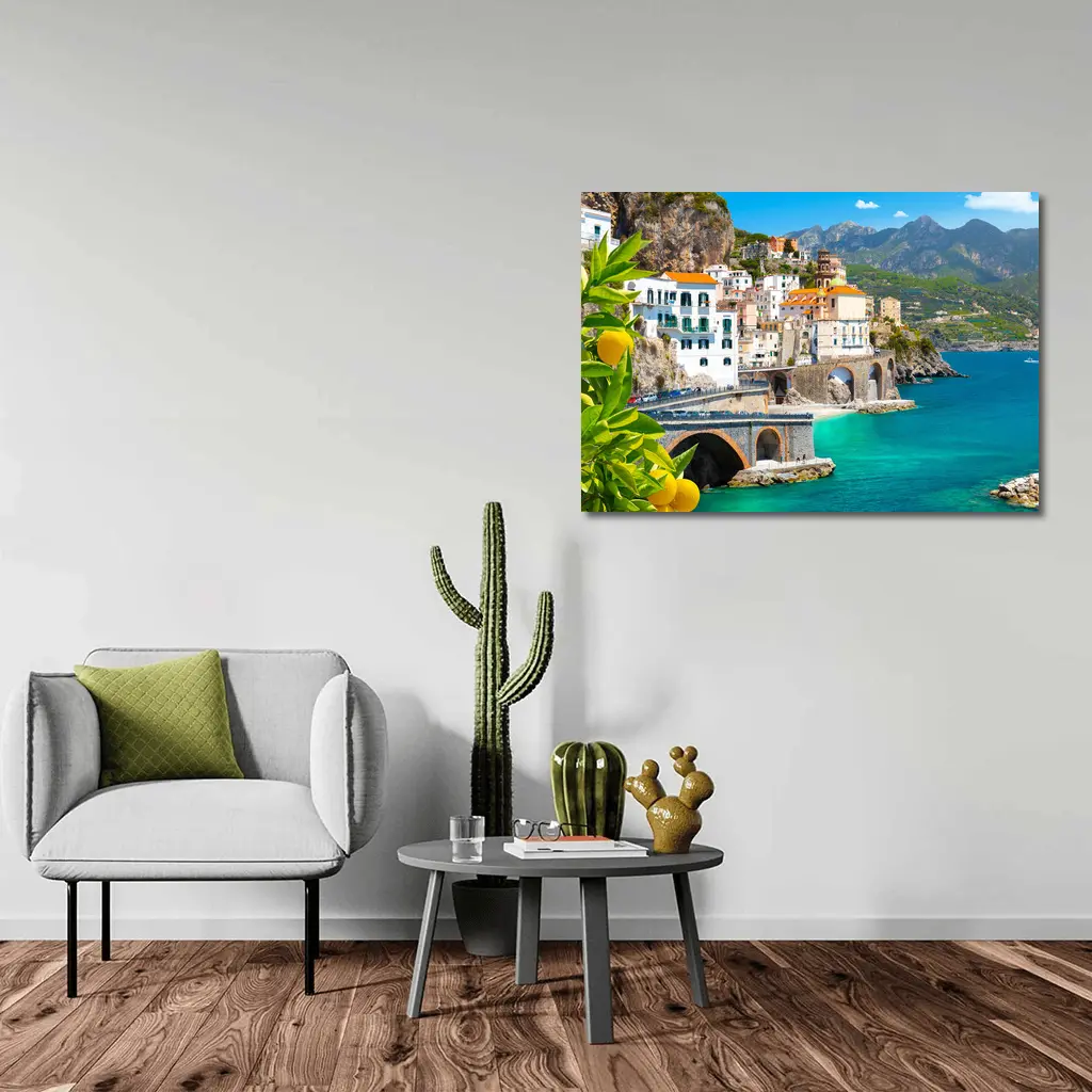 Amalfi Coast Cliffside Village Lemon Trees – Wall Art