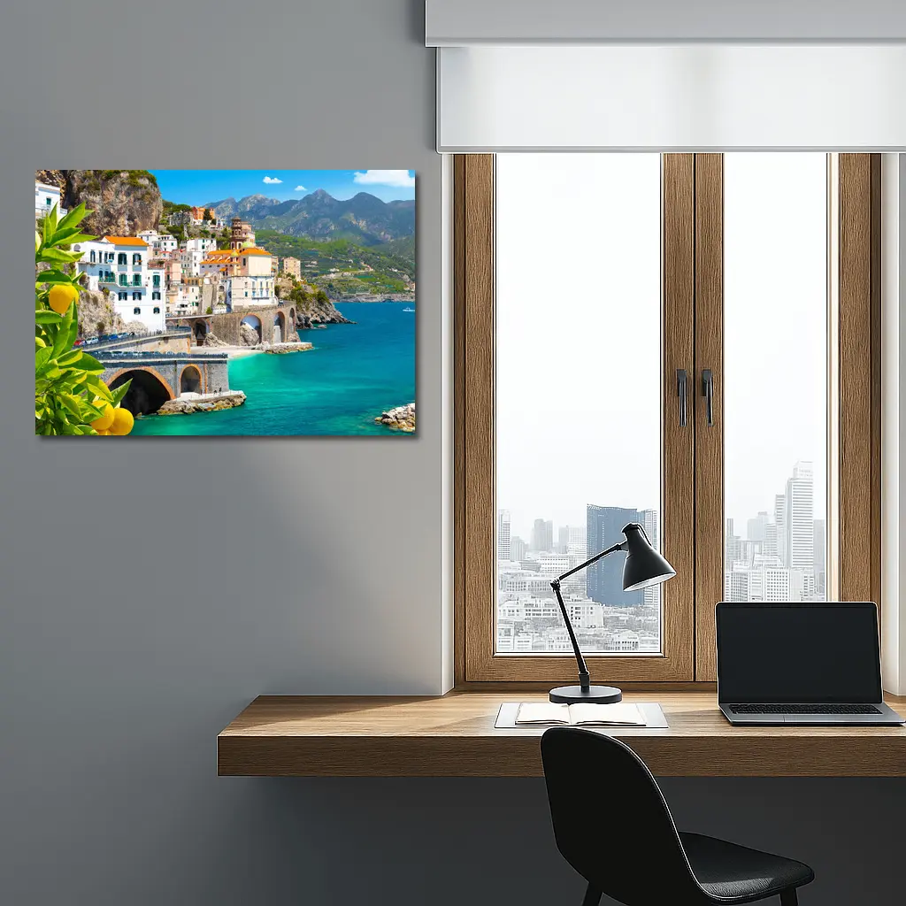 Amalfi Coast Cliffside Village Lemon Trees – Wall Art