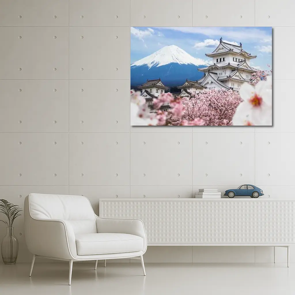 Japanese Castle Mount Fuji Cherry Blossoms – Wall Art