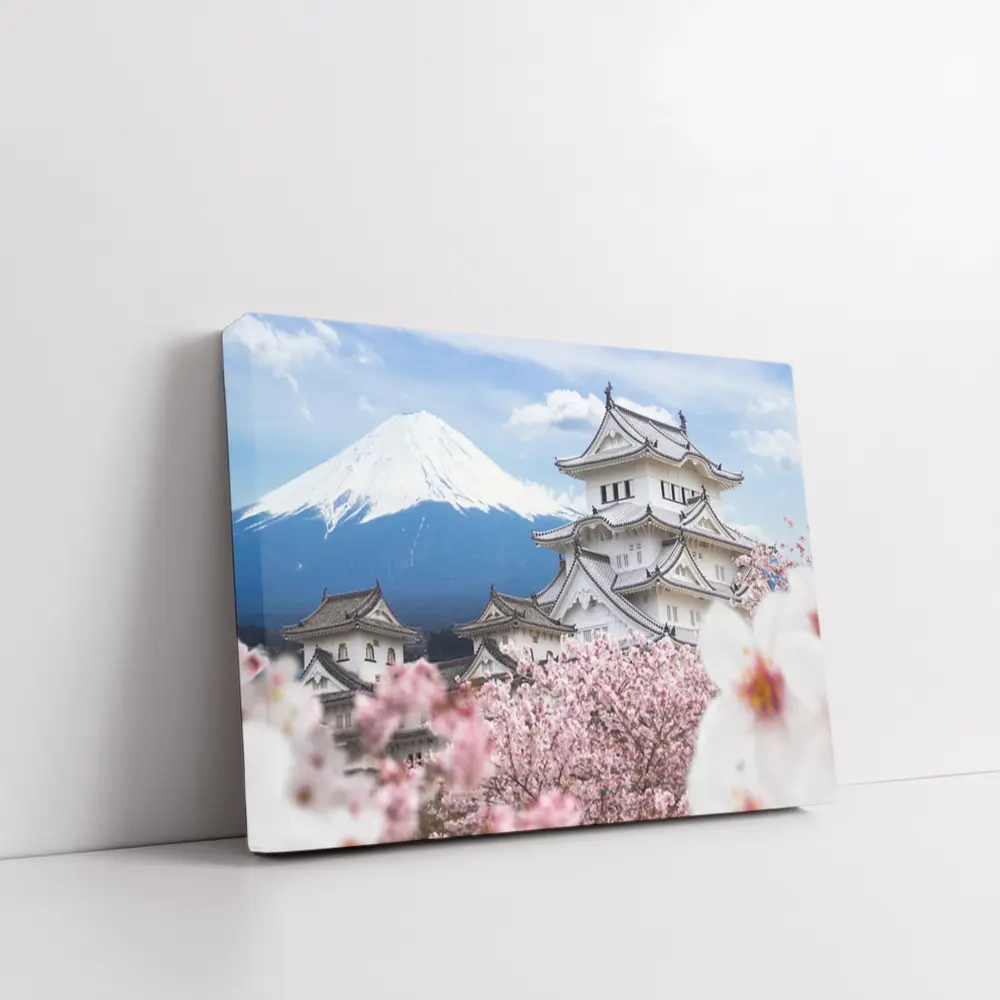 Japanese Castle Mount Fuji Cherry Blossoms – Wall Art
