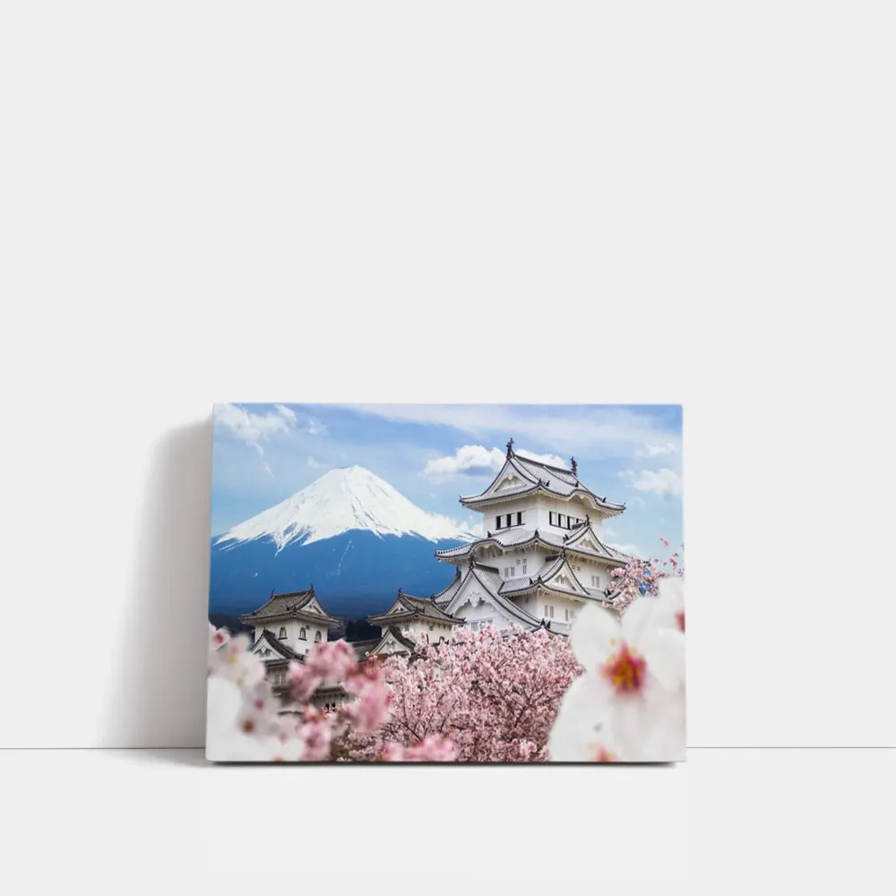 Japanese Castle Mount Fuji Cherry Blossoms – Wall Art