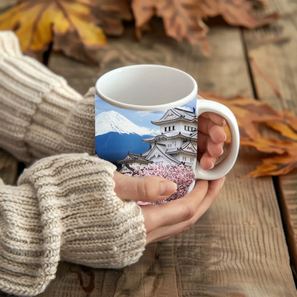 Japanese Castle Mount Fuji Cherry Blossoms – Mugs