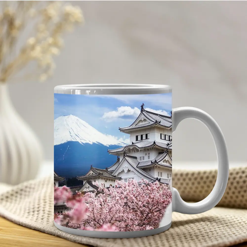 Japanese Castle Mount Fuji Cherry Blossoms – Mugs
