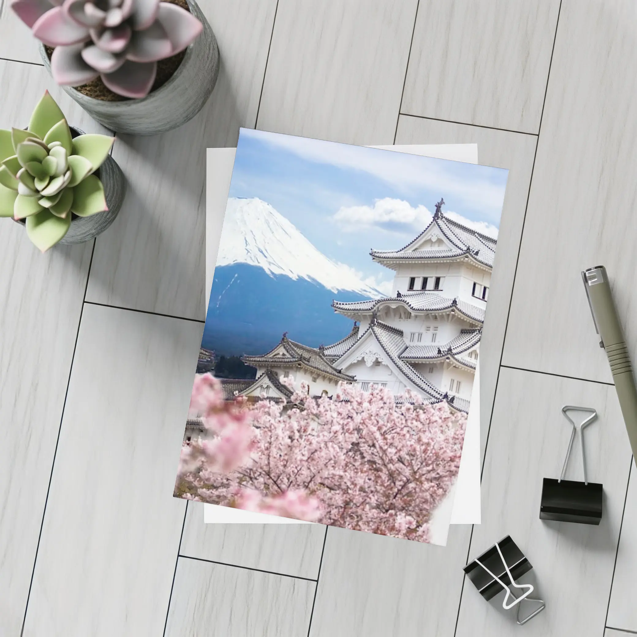 Japanese Castle Mount Fuji Cherry Blossoms – Postcards