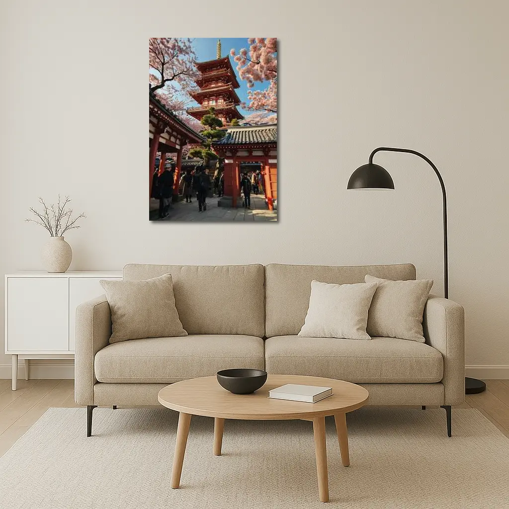 Japanese Pagoda Cherry Blossoms Asakusa Temple – Wall Art