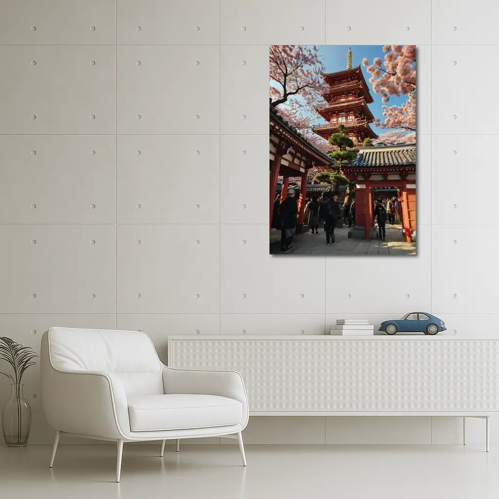 Japanese Pagoda Cherry Blossoms Asakusa Temple – Wall Art