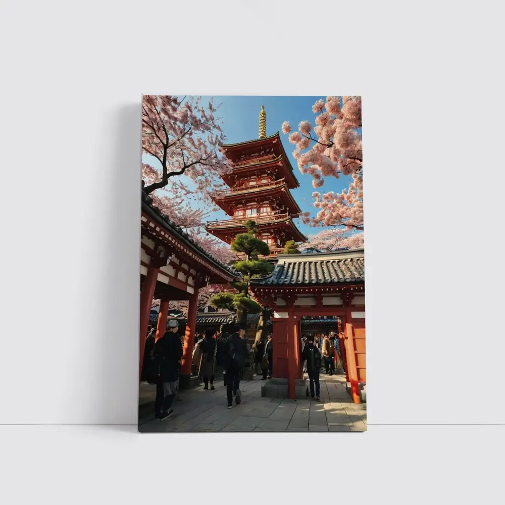 Japanese Pagoda Cherry Blossoms Asakusa Temple – Wall Art