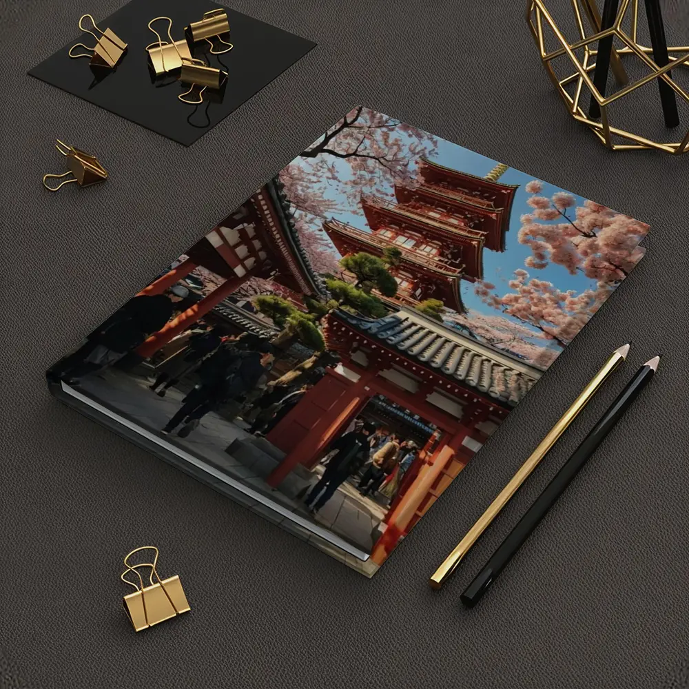 Japanese Pagoda Cherry Blossoms Asakusa Temple – Notebooks