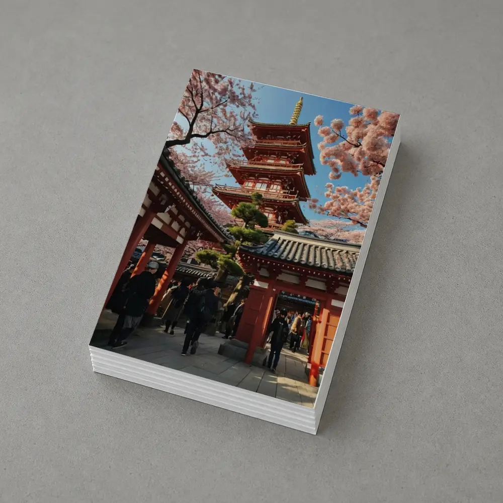 Japanese Pagoda Cherry Blossoms Asakusa Temple – Postcards