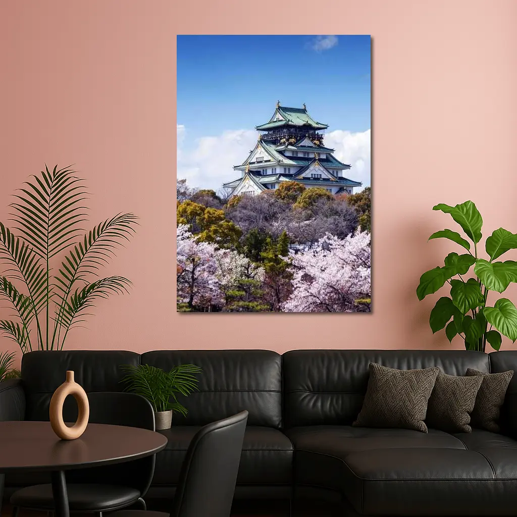Osaka Castle Cherry Blossoms Blue Sky Japan – Wall Art