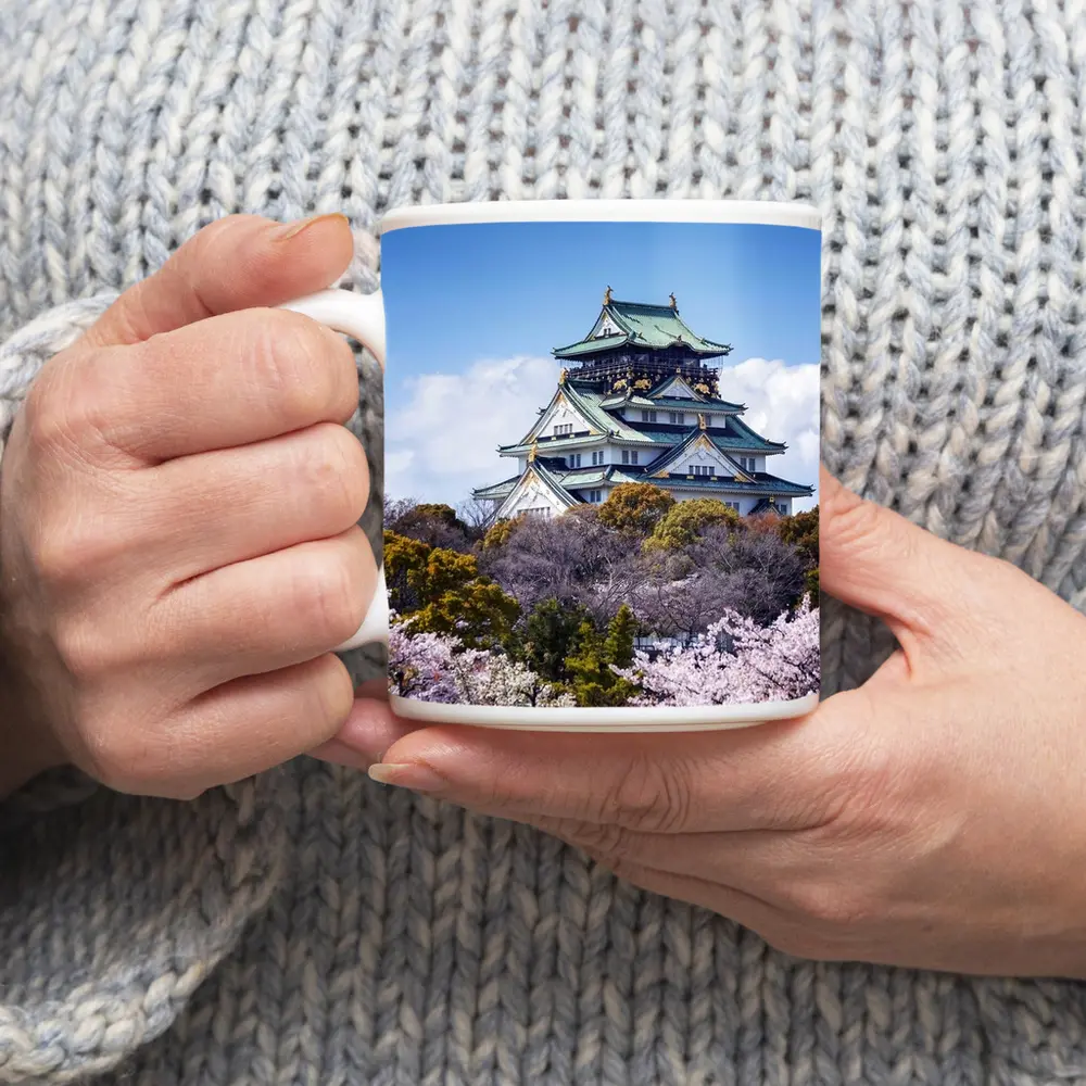 Osaka Castle Cherry Blossoms Blue Sky Japan – Mugs