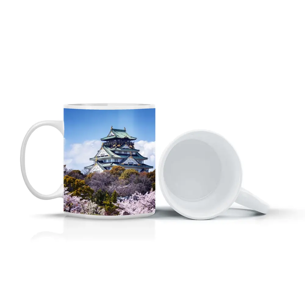 Osaka Castle Cherry Blossoms Blue Sky Japan – Mugs