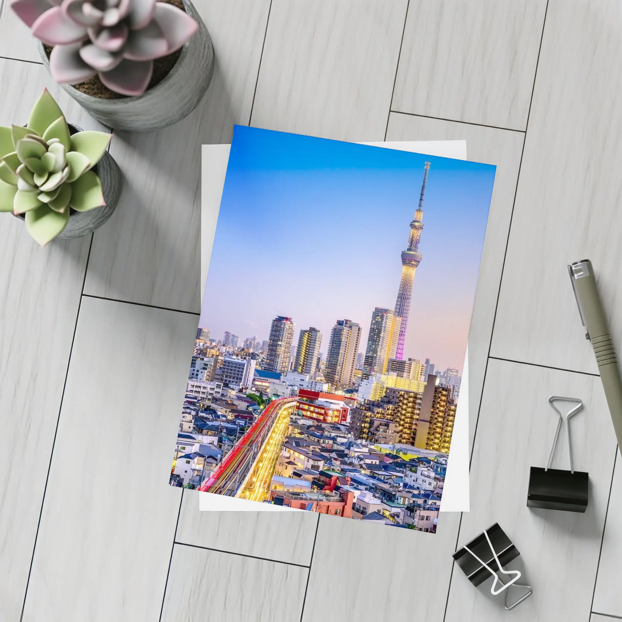 Tokyo Skytree Tower City Skyline Dusk – Postcards