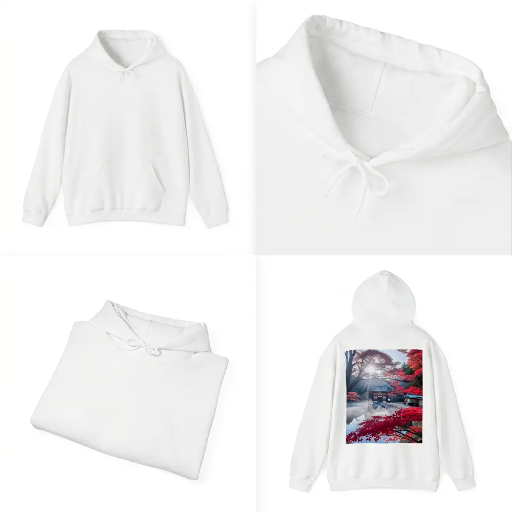 Japanese Temple Red Maple Autumn Mist – Hoodies