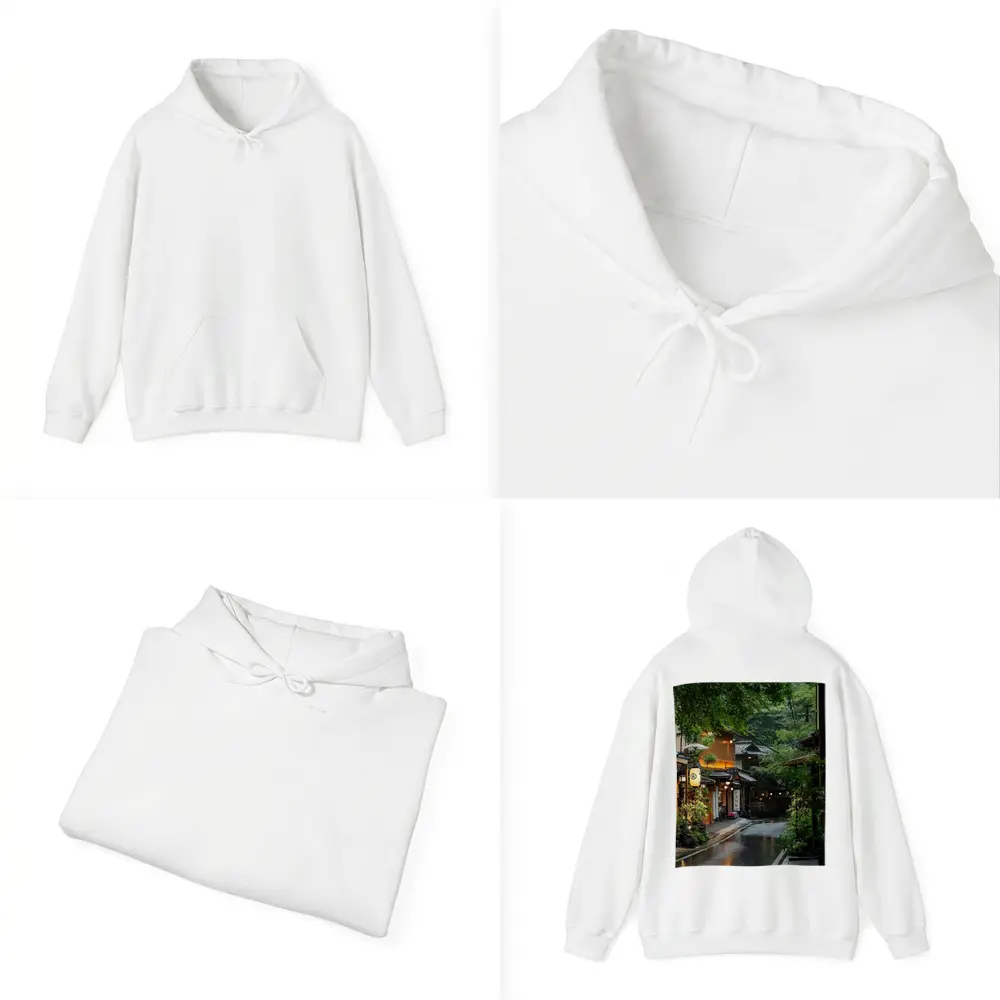 Rainy Kyoto Street Traditional Japanese Lanterns – Hoodies