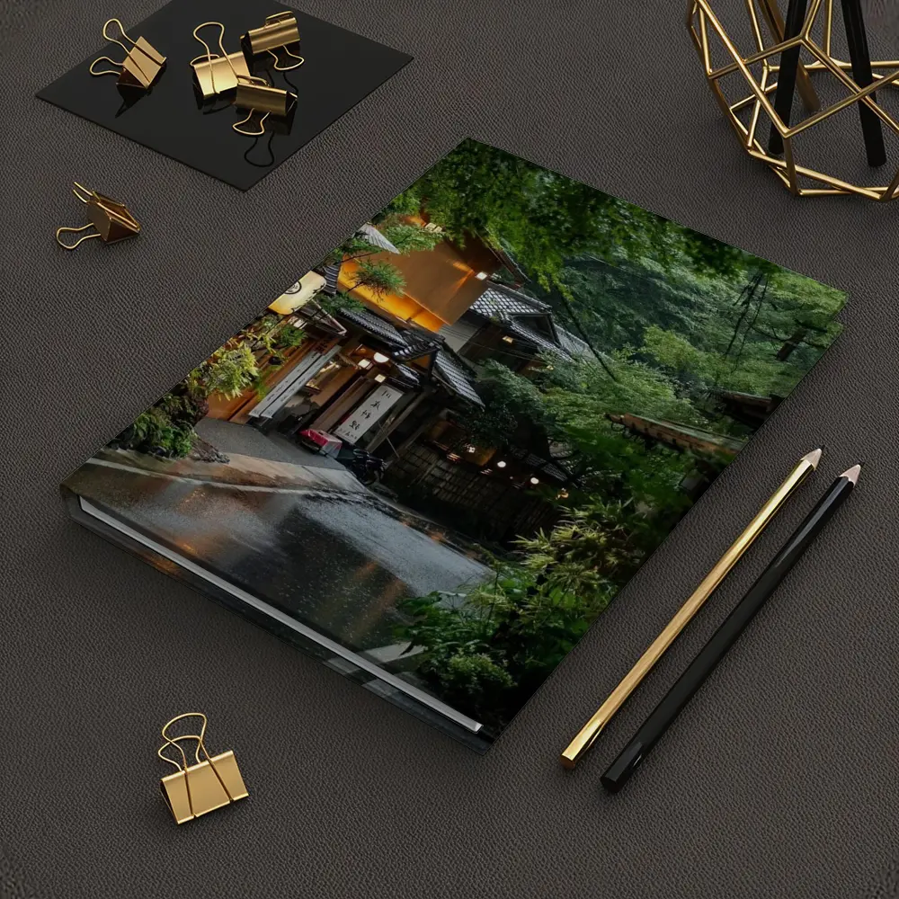 Rainy Kyoto Street Traditional Japanese Lanterns – Notebooks