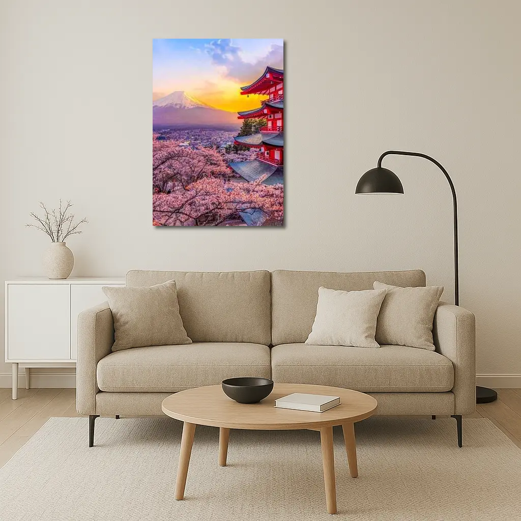 Chureito Pagoda Cherry Blossoms Mount Fuji Sunset – Wall Art