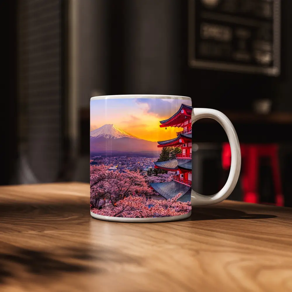 Chureito Pagoda Cherry Blossoms Mount Fuji Sunset – Mugs