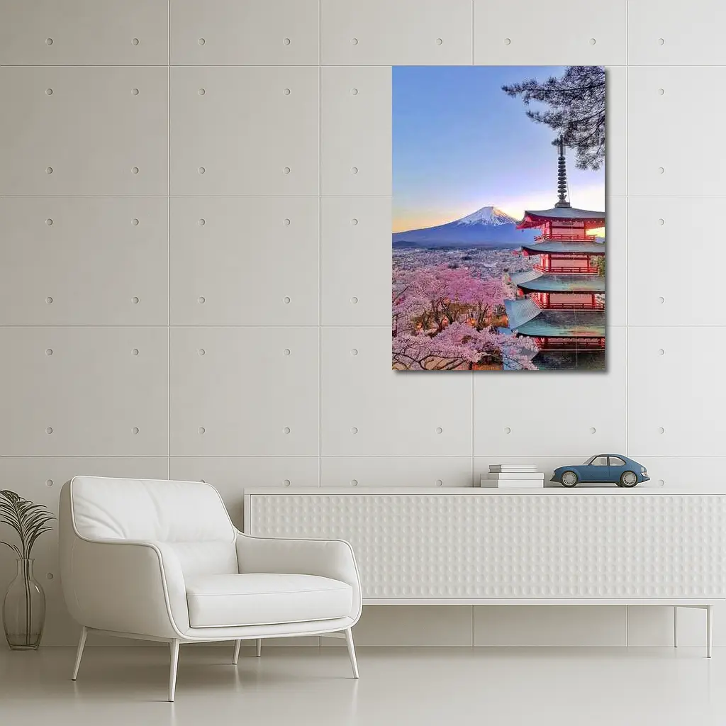 Chureito Pagoda Mount Fuji Cherry Blossoms Sunset – Wall Art