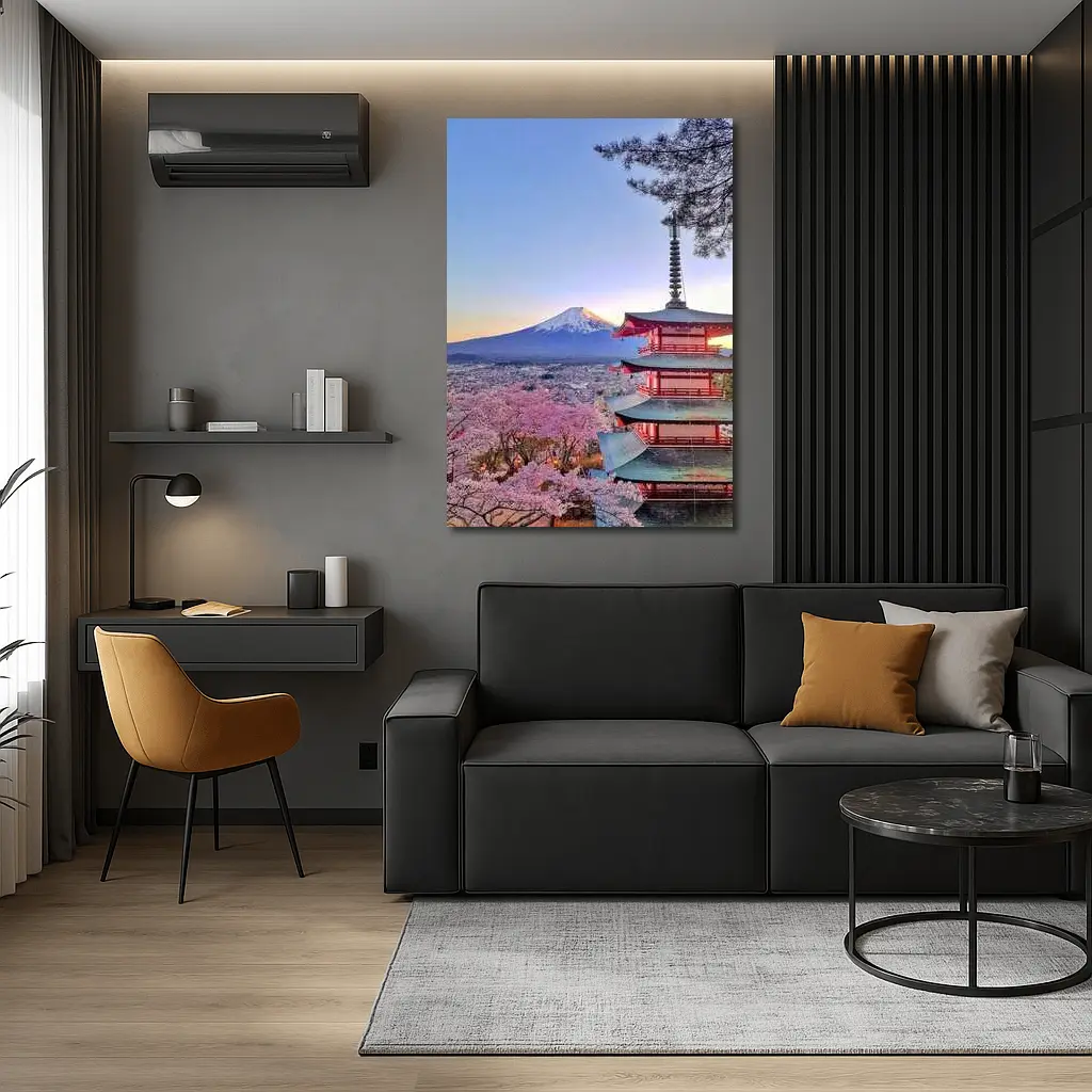 Chureito Pagoda Mount Fuji Cherry Blossoms Sunset – Wall Art