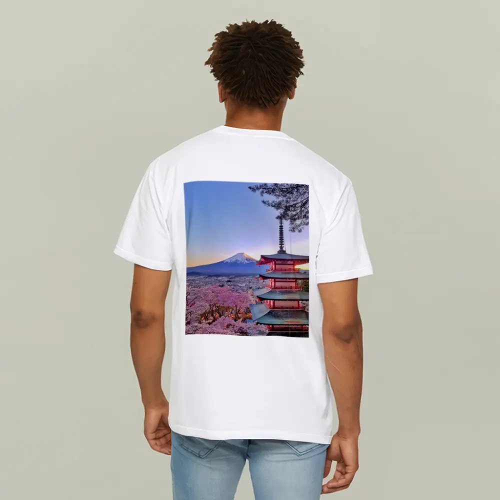 Chureito Pagoda Mount Fuji Cherry Blossoms Sunset – T-Shirts