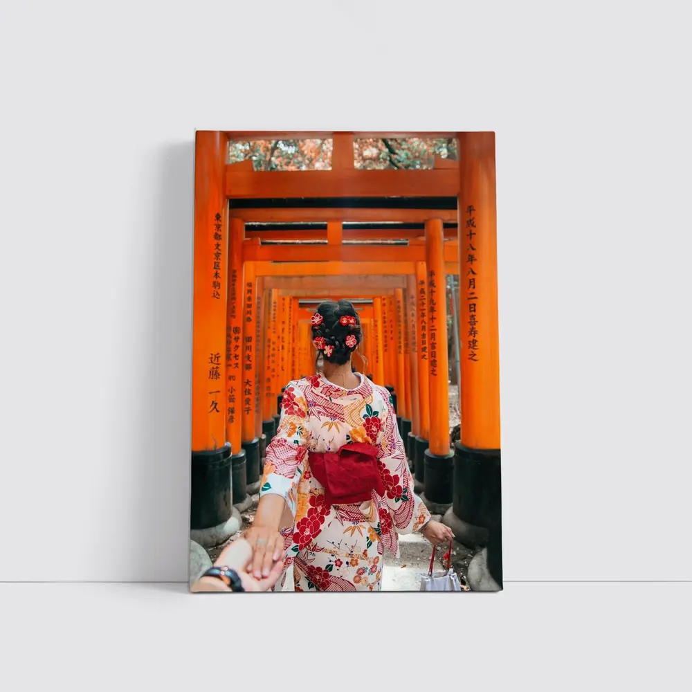 Woman in Kimono at Fushimi Inari Torii Gates – Wall Art
