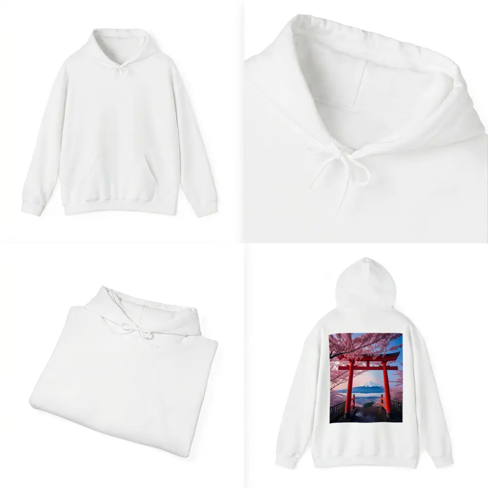 Red Torii Gate Mount Fuji Cherry Blossoms – Hoodies