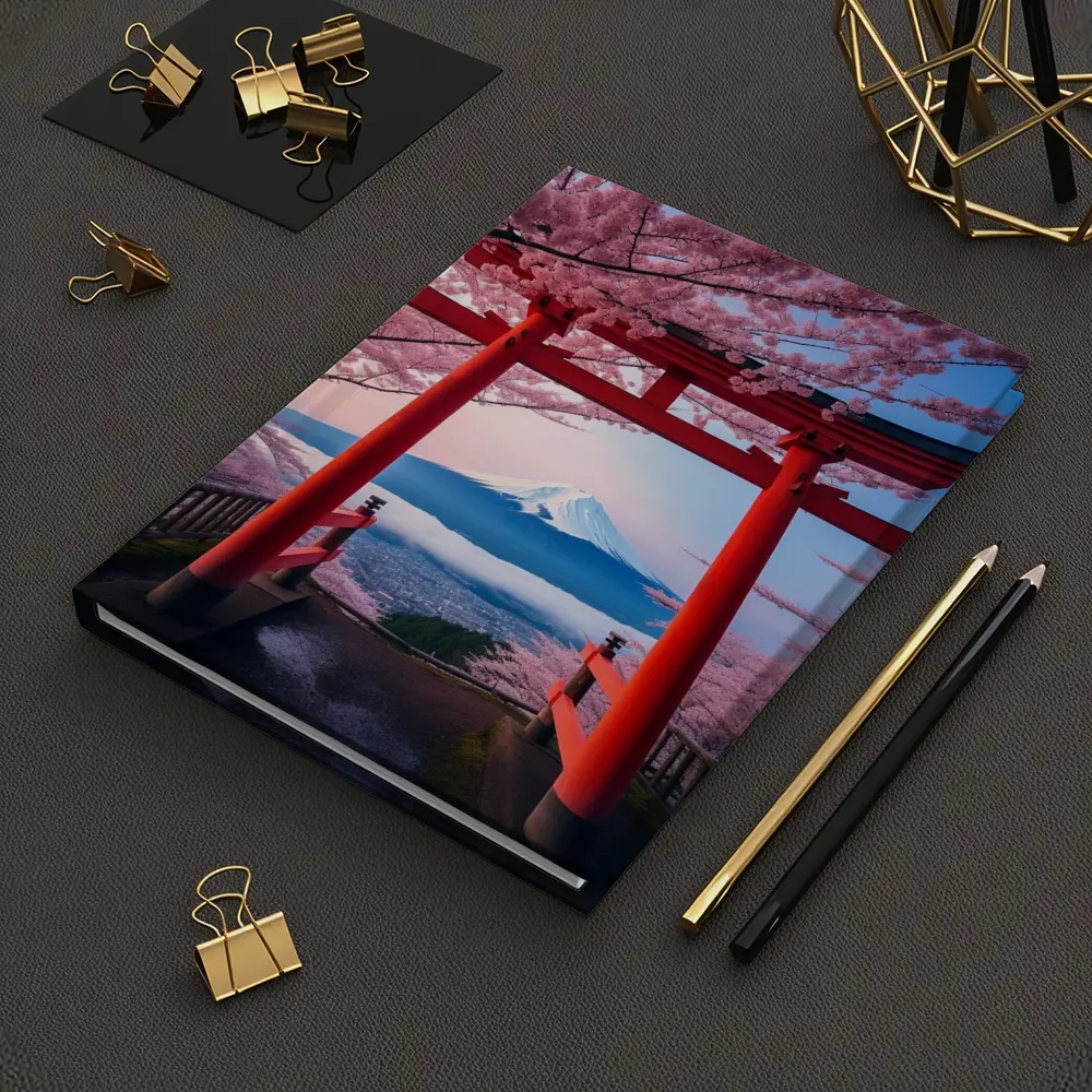 Red Torii Gate Mount Fuji Cherry Blossoms – Notebooks