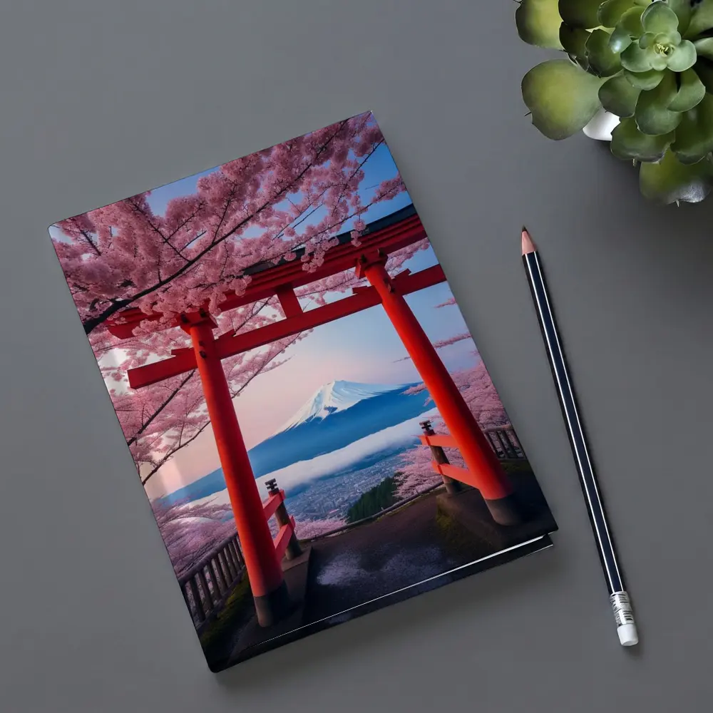 Red Torii Gate Mount Fuji Cherry Blossoms – Notebooks
