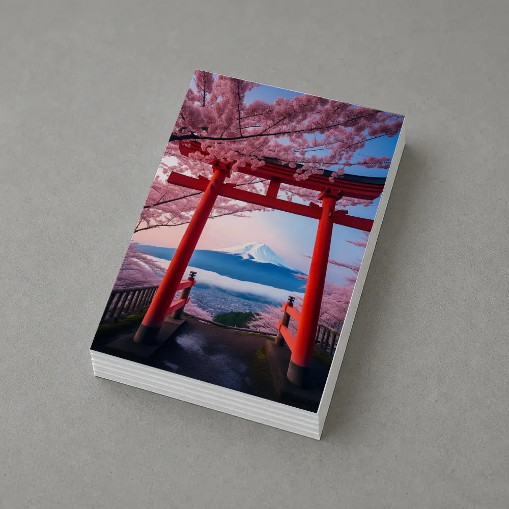 Red Torii Gate Mount Fuji Cherry Blossoms – Postcards