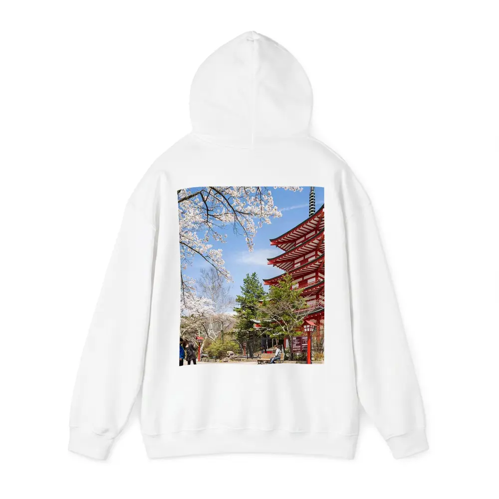 Red Japanese Pagoda Cherry Blossom Spring – Hoodies
