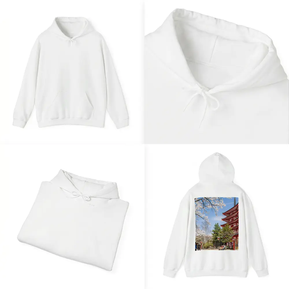 Red Japanese Pagoda Cherry Blossom Spring – Hoodies