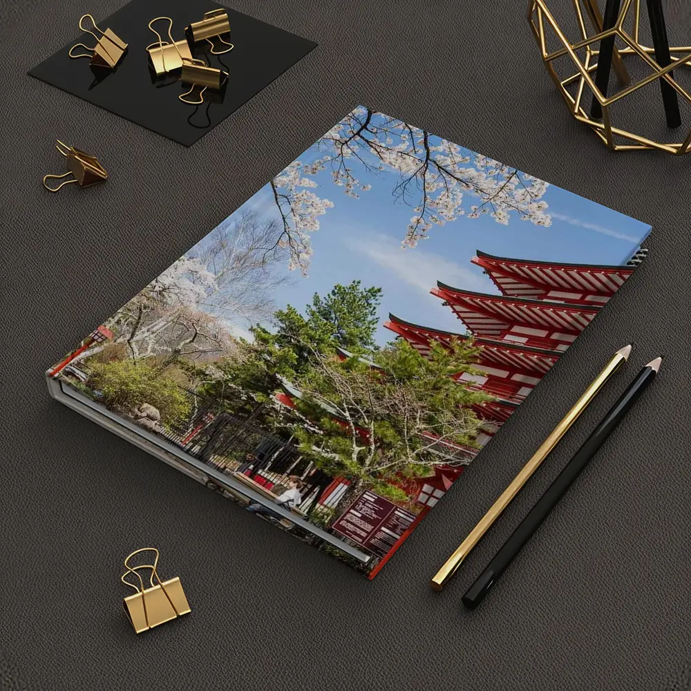 Red Japanese Pagoda Cherry Blossom Spring – Notebooks