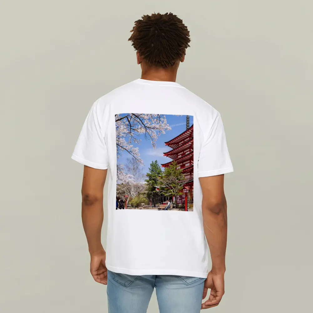 Red Japanese Pagoda Cherry Blossom Spring – T-Shirts