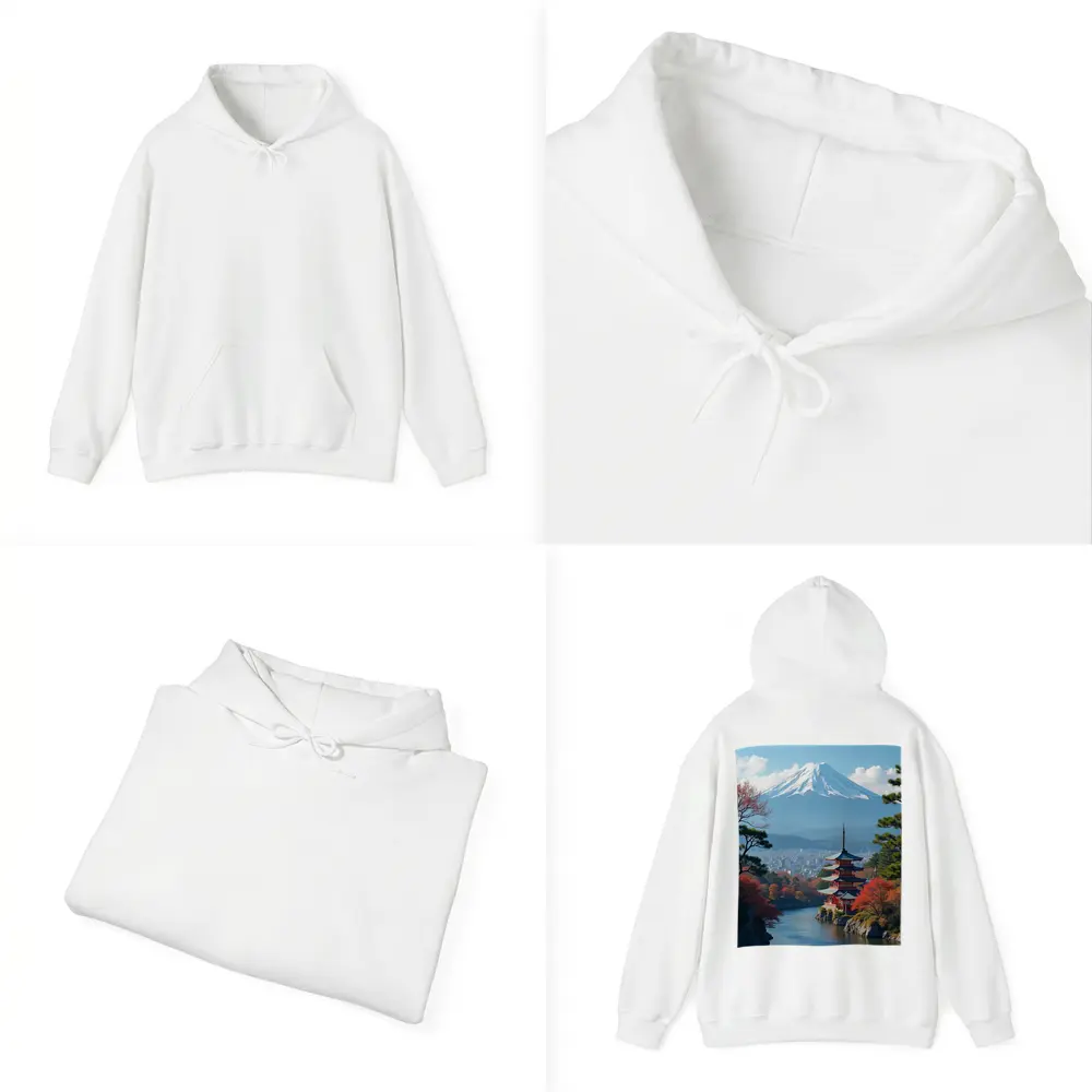 Mount Fuji Pagoda River Autumn Japan – Hoodies