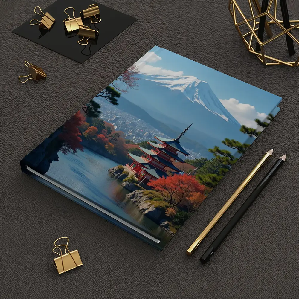 Mount Fuji Pagoda River Autumn Japan – Notebooks