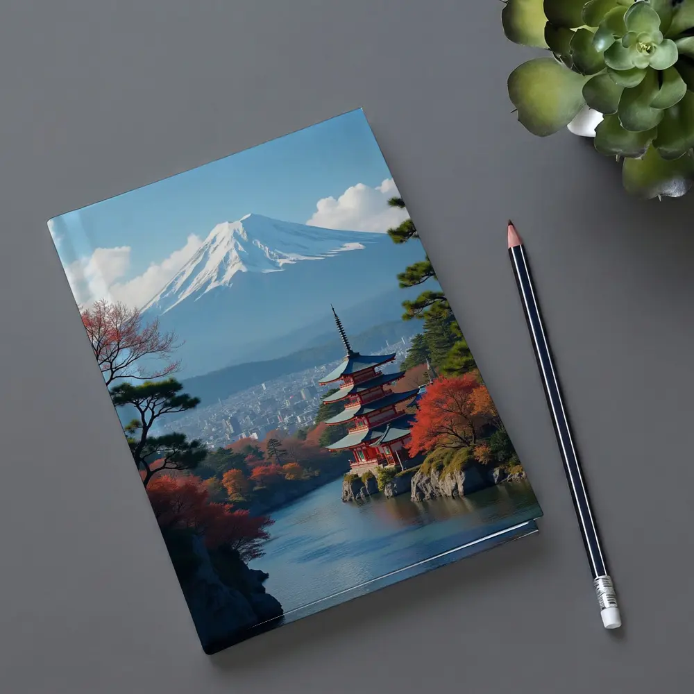 Mount Fuji Pagoda River Autumn Japan – Notebooks