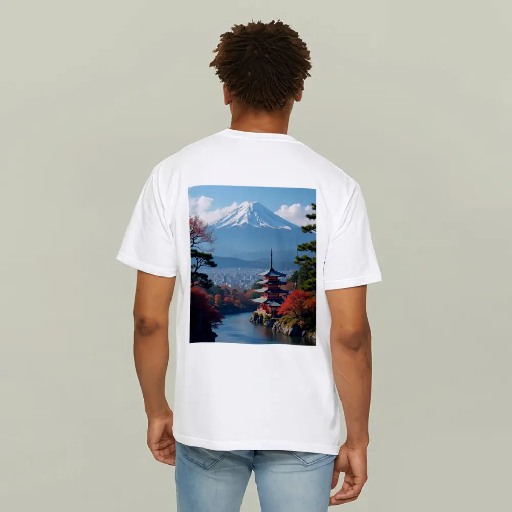 Mount Fuji Pagoda River Autumn Japan – T-Shirts