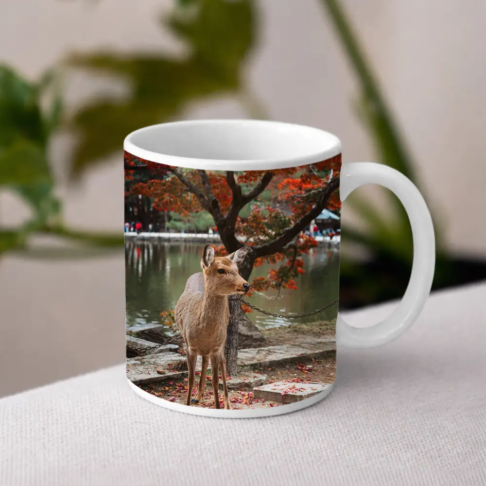 Sika Deer by Autumn Lake Japan – Mugs
