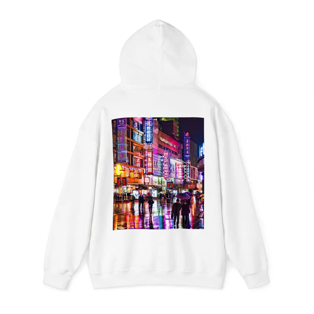Neon Night Rain Streets Shanghai China – Hoodies