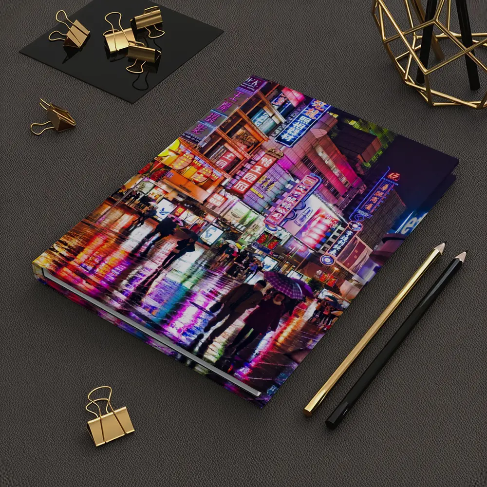 Neon Night Rain Streets Shanghai China – Notebooks
