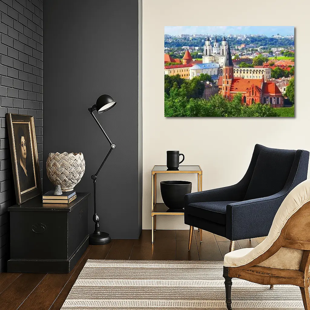 Kaunas Old Town Churches Aerial City View – Wall Art
